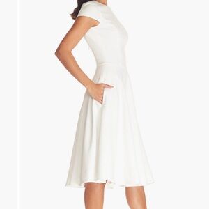Dress the Population White Pleated Midi Dress